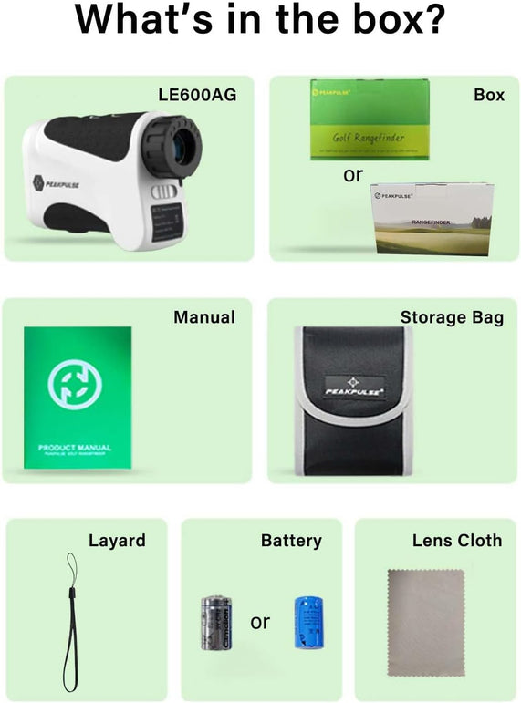 PEAKPULSE Golf Rangefinder 650M/1100M with Pin Seeker & 6X/7X Magnification - High Clarity LCD Display, Slope Mode, Waterproof Laser Range Finder for Golfing Locking Vibration