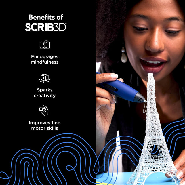 SCRIB3D Advanced 3D Printing Pen with 20 Feet of Filament, Stencil Book, and Project Guide