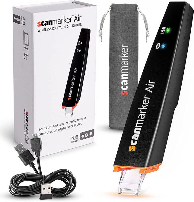 Scanmarker Air Pen Scanner - OCR Digital Highlighter and Reader - Wireless (Mac Win Ios Android) (Black)