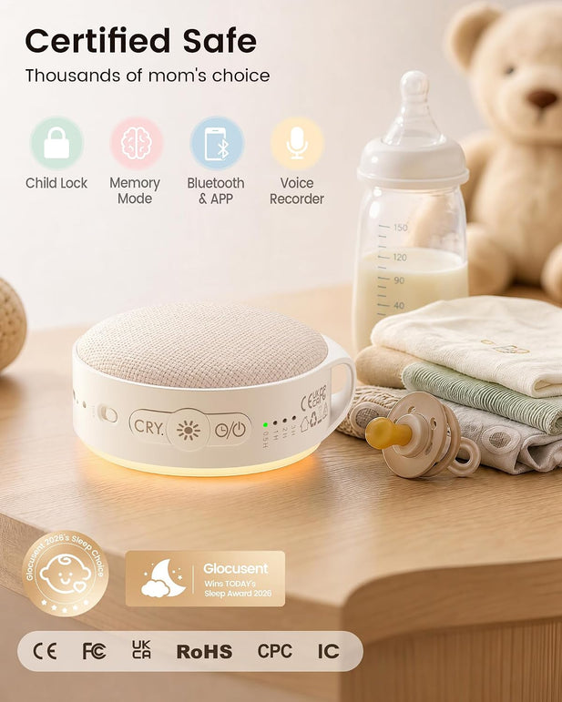 Glocusent Portable White Noise Machine with Night Light,Baby Sound Machine