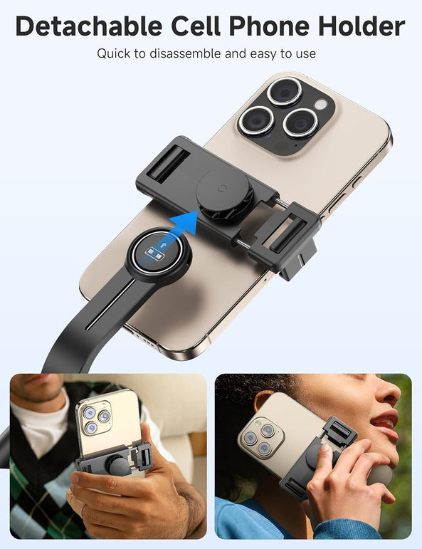 SelfieShow  Portable Selfie Stick, 4 in 1 Extendable Phone Tripod Stand with Detachable Wireless Remote & Phone Holder 360° Rotating Mini Travel Tripod Compatible with Iphone 16/15/14/13 Pro