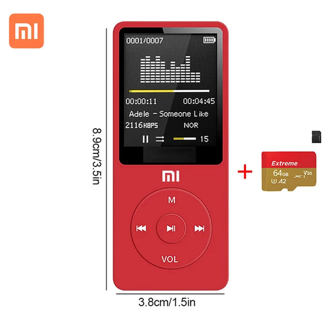 XIAOMI Mp3 Mp4 Player 16 GB Memory Card Portable Digital Screen Music FM Radio Voice Record Built-In HD Speaker with Photo Viewe