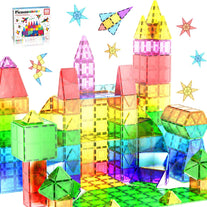 Picassotiles 60 Piece Set 60Pcs Magnet Building Tiles Clear Magnetic 3D Building Blocks Construction Playboards - Creativity beyond Imagination, Inspirational, Recreational, Educational, Conventional