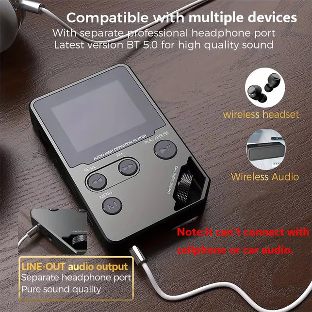 C5 8GB Lossless Bluetooth MP3 Music Player, Zinc Alloy Body,Rotary Controls,Wireless Connection,Fm Radio,Voice Recorder