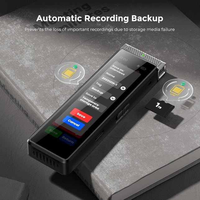 136GB Digital Voice Recorder with Playback, Innioasis R1 Full Touchscreen Voice Recorder with Bluetooth and Intelligent STT Transcription, Voice Activated Sound Audio Recorder Device with Mic (Silver)