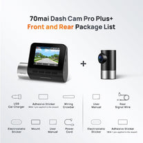 70Mai True 2.7K 1944P Ultra Full HD Dash Cam A500S, Front and Rear, Built-In Wifi GPS Smart Dash Camera for Cars, ADAS, Sony IMX335, 2'' IPS LCD Screen, WDR, Night Vision