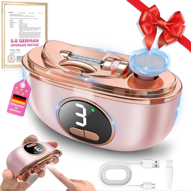 2026 Upgraded 3-In-1 Automatic Electric Nail Clipper【5.0 German Power Motor】【3 Smart Modes & Double-Blade】【Safe Nail Trimmer Polishing】 with LED Light & Dust Storage, Quiet & Gentle for Senior Adults (Pink 01)