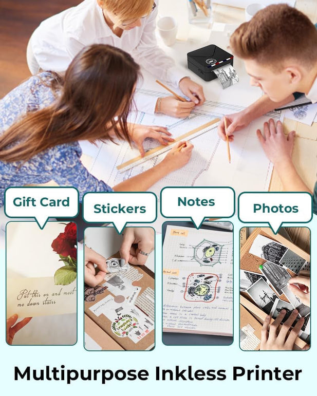 Phomemo M02S 304Dpi Pocket Printer- Upgraded HD Bluetooth Thermal Photo Printer, Black and White Print-Out Phone Printer for Photo Printing, Plan Journal, Organization, Art Creation, Gift, Darkgreen