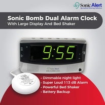 Sonic Alert 0 Sonic Bomb Extra Dual Alarm Clock with Large Display-Sbd375Ss, Silver