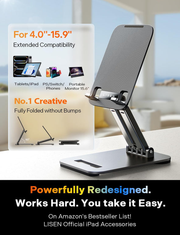 LISEN for Ipad Stand Tablet Holder for Desk, Cool Home Office Desk Accessories for Men Women Kids Tablet Gifts, Office Home Essentials Gadgets Portable Monitor Stand for Ipad A16 Accessories Switch