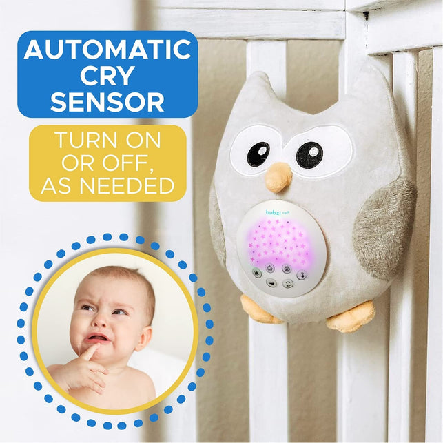 Baby Soother Cry Activated Sensor Toys Owl White Noise Sound Machine, Toddler Sleep Aid Night Light, Unique Baby Girl Gifts & Baby Boy Gifts, Woodland Baby Shower,Portable New Baby Gift Gender Neutral