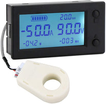 Battery Monitor, DROK Amp Volt Power Watt Meter DC 0-300V 200A STN LCD Display Panel Meter, Current Voltage Energy Capacity Ammeter Voltmeter Multimeter Gauge with Hall Sensor, 2.5m Shielded Wire