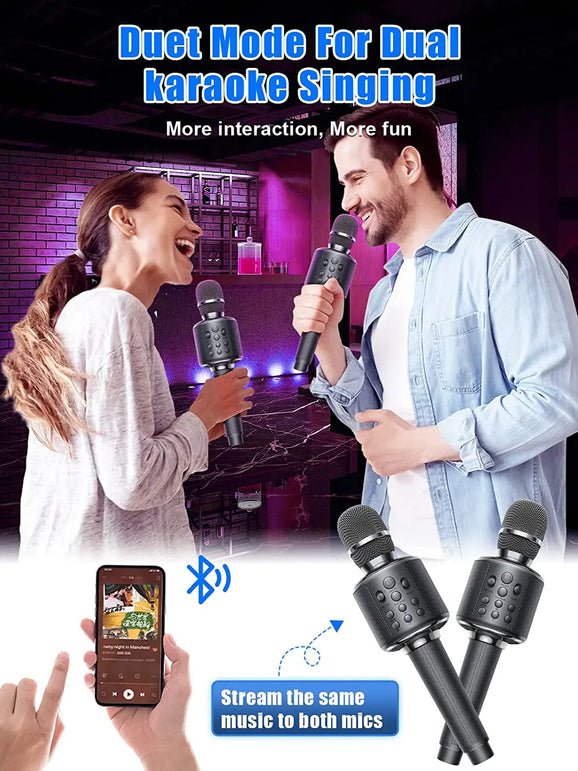 Karaoke Microphone Bluetooth Wireless Mic Portable Singing Machine with Duet Sing/Record/Play/Reverb Adult/Kid Gift for Home KTV