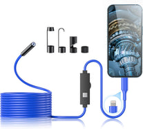 Endoscope Camera with Light, 1920P HD Borescope with 8 Adjustable LED Lights, Endoscope with 16.4Ft Semi-Rigid Snake Camera, 7.9Mm IP67 Waterproof Inspection Camera for Ios(Blue)