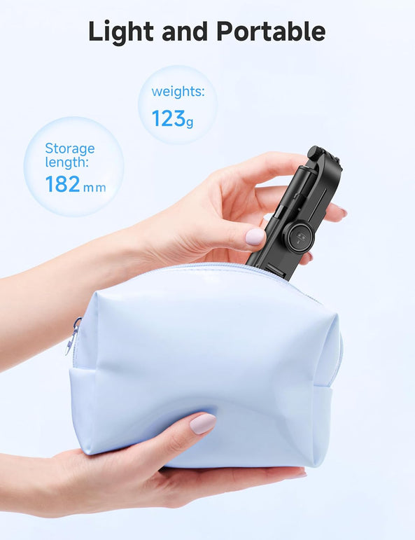 SelfieShow  Portable Selfie Stick, 4 in 1 Extendable Phone Tripod Stand with Detachable Wireless Remote & Phone Holder 360° Rotating Mini Travel Tripod Compatible with Iphone 16/15/14/13 Pro