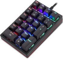 MOTOSPEED Macro Mechanical Numeric Keypad USB Wired 21 Keys Mini Numpad Portable Keypad RGB Backlight Gaming Keypad Extended Layout for Cashier(Fully Programmable Keys)