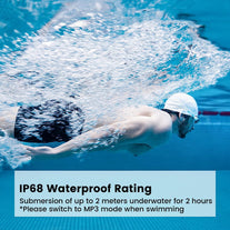 Run plus Bone Conduction Headphones, IP68 Waterproof Swimming Headphones, Open Ear Bluetooth Headphones with Mic and 32GB MP3, Wireless Sports Headphone for Running, Swimming, Cycling, Black