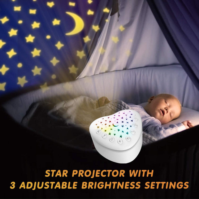 BEREST A13 White Noise Machine & Baby Sleep Soother with 15 Soothing Sounds & Projector Star Night Light, Cry Sensor, Rechargeable Lithium Battery, Portable for Baby, Toddlers, Attaches to Crib