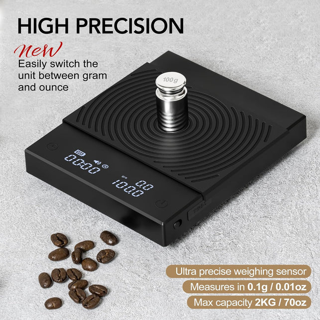 TIMEMORE Coffee Scale Basic+Scale Coffee Scale with Timer,2000 Grams, Black…