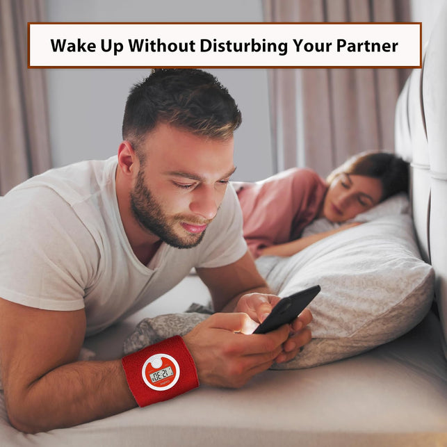 Coolfire Vibrating Alarm Clock Wristband, Silent Wake-Up Watch for Heavy Sleepers, Won’T Disturb Partner, Vibration Alarm Band for Couples/Roommates, Deaf/Hearing Impaired, 4 Alarms, Bluetooth App, Rechargeable (Black)