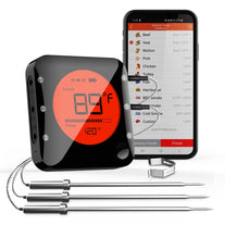 BFOUR Bluetooth Meat Thermometer Wireless Grill Thermometer with 3 Probes, Premium Digital Instant Read Meat Thermometer Food Thermometer Timer Alarm for Smoker, Grill, Oven, Kitchen, Cooking, BBQ