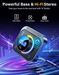 Bluetooth 5.3 FM/AUX Bluetooth Car Adapter, Joyroom【Air Vent Installation & Bass Boost】 3 Ports PD&QC 3.0 FM Transmitter for Car, Radio Bluetooth Receiver for Car HD Calling and Enjoy Music