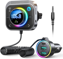 Bluetooth 5.3 FM/AUX Bluetooth Car Adapter, Joyroom【Air Vent Installation & Bass Boost】 3 Ports PD&QC 3.0 FM Transmitter for Car, Radio Bluetooth Receiver for Car HD Calling and Enjoy Music