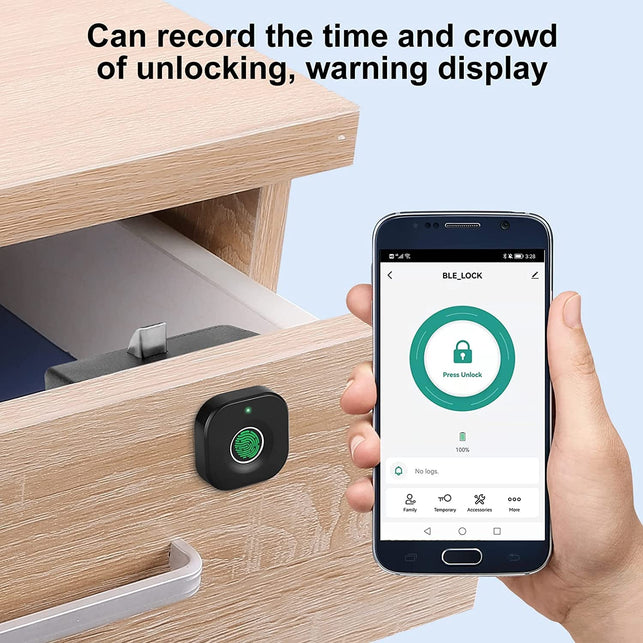 Bluetooth Fingerprint Cabinet Lock, Smart Biometric Cabinet Lock, Keyless Hidden File Drawer Wardrobe Lock, Child Safety Electric Fingerprint Lock, DIY Wooden Furniture Privacy Lock for Home Office