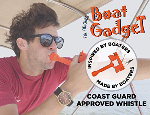 Boat Gadget – This 10-in-1 Boat Tool Includes Beer and Wine Bottle Opener, Safety Whistle, Fishing Line Cutter, Marine Gas Cap Key and Other Essential Tools – Ideal Gifts for Boaters – Orange