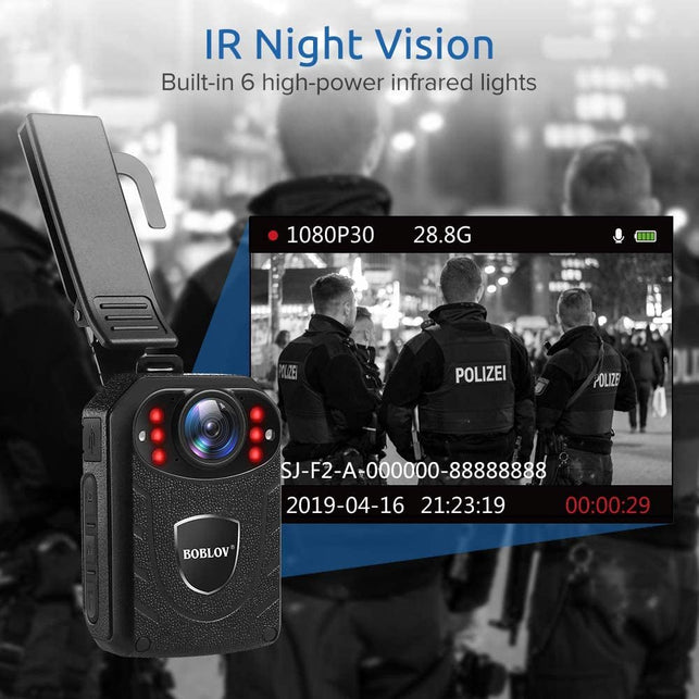BOBLOV KJ21 Body Camera, 1296P Body Wearable Camera Support Memory Expand Max 128G 8-10Hours Recording Police Body Camera Lightweight and Portable Easy to Operate Clear Nightvision (KJ21 Only)
