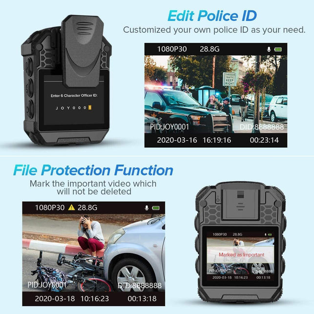 BOBLOV T5 128GB/64GB 1440P Body Camera with Audio Recording,Built-In SD Card, Two Batteries with Dock, Wearable Police Body Camera for Law Enforcement, Night Vision, File Protection