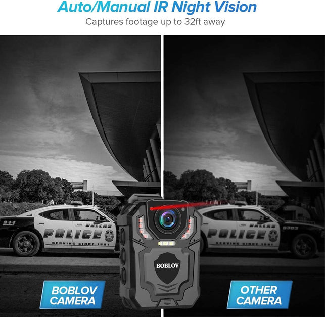 BOBLOV T5 128GB/64GB 1440P Body Camera with Audio Recording,Built-In SD Card, Two Batteries with Dock, Wearable Police Body Camera for Law Enforcement, Night Vision, File Protection