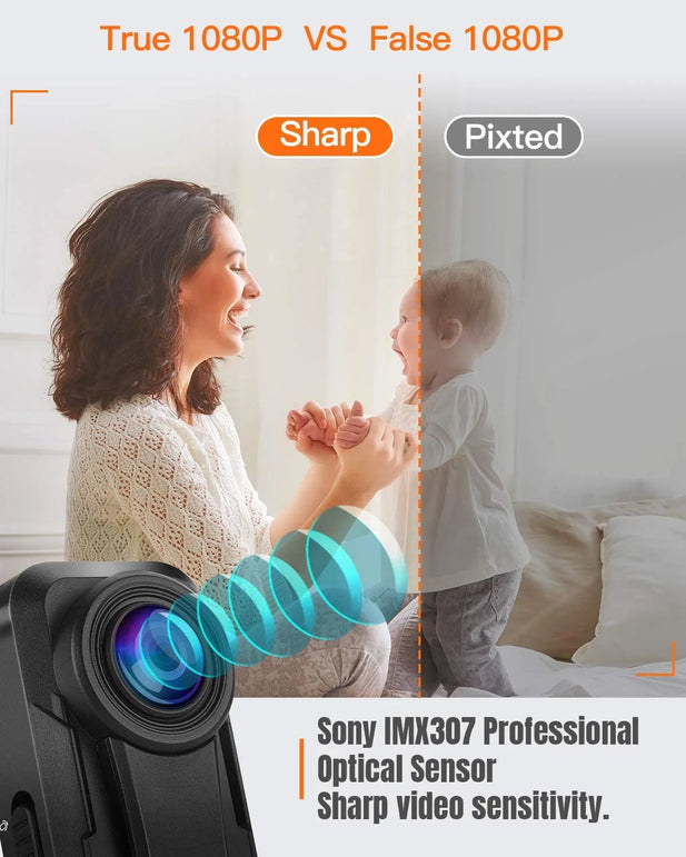 BOBLOV W1 Hidden Camera, True 1080P Small Body Camera, Personal Pocket Video Camera with Audio Loop Recording Time Stamps External Memory up to 128Gtwo Clips and Easy to Operation(With 64GB)