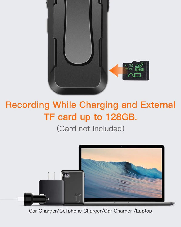 BOBLOV W1 Hidden Camera, True 1080P Small Body Camera, Personal Pocket Video Camera with Audio Loop Recording Time Stamps External Memory up to 128Gtwo Clips and Easy to Operation(With 64GB)