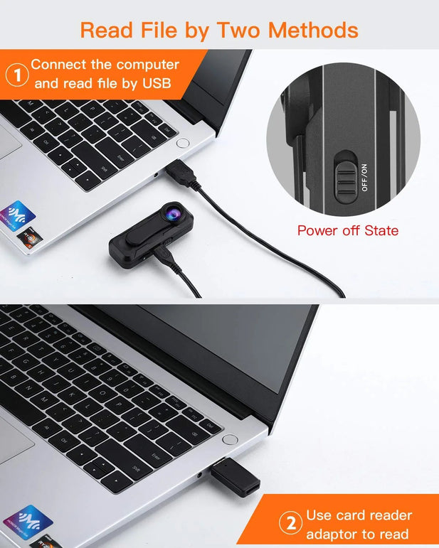 BOBLOV W1 Hidden Camera, True 1080P Small Body Camera, Personal Pocket Video Camera with Audio Loop Recording Time Stamps External Memory up to 128Gtwo Clips and Easy to Operation(With 64GB)
