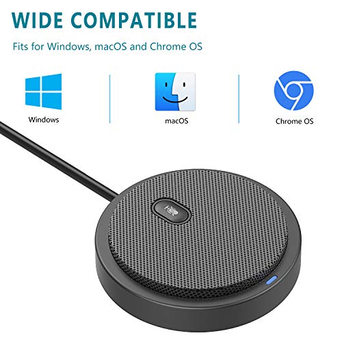 Bonke USB Conference Microphone for Computer, 360° Omnidirectional Condenser Mic with Mute Key, Great for Video Conference, Gaming, Chatting, Skype, Plug & Play, Windows macOS, Ideal for Gift