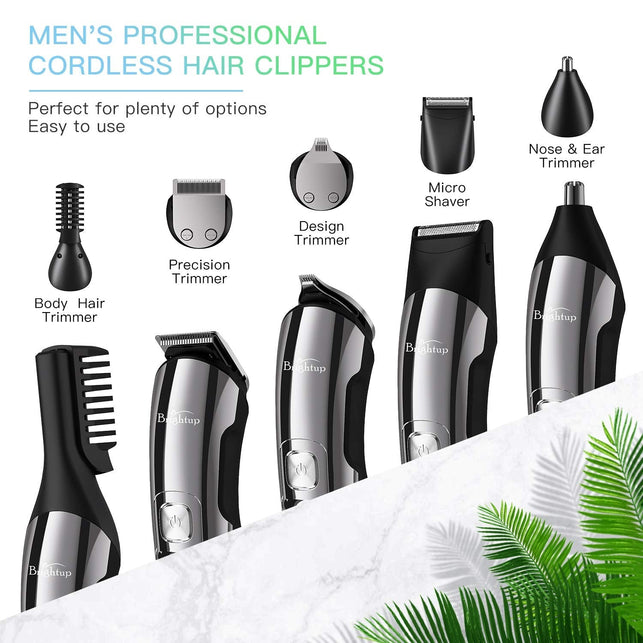 Brightup Beard Trimmer for Men, Hair Clippers & Hair Trimmer, IPX7 Waterproof Mustache Body Nose Ear Facial Shaver, Electric Razor All in 1 Beard Kit, Gifts for Men, USB Rechargeable & LED Display