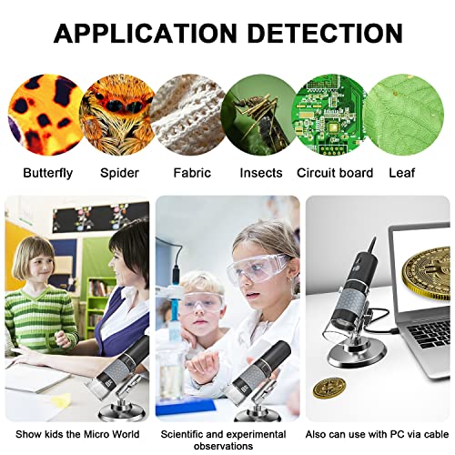 Bysameyee 4K 3840x2160P Wireless Digital Microscope, Handheld HD USB Microscope Inspection Camera Endoscope 40x-1000x Magnification, Compatible with iPhone iPad Android Phone Tablet Windows Mac PC