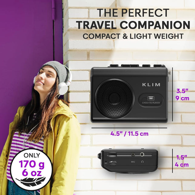 K9 Cassette Player with Earphones, Portable Recorder, Built-In Speaker