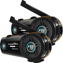 FODSPORTS FX8 Pro Motorcycle Communication Systems with Dual-Chip Fast Pairing, Music Sharing, Audio Mixing, 3 Sound Effects, FM 8 Riders Group Intercom, 2 Pack