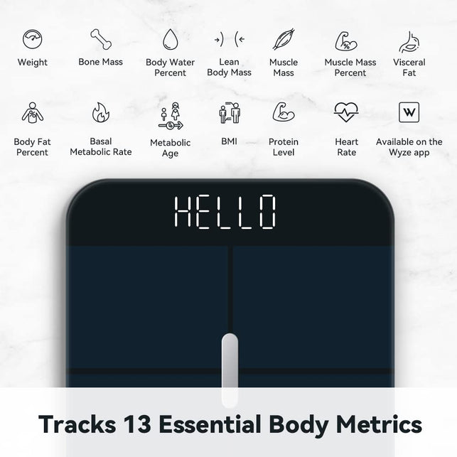 WYZE Smart Scale X for Body Weight, Digital Bathroom Scale for BMI, Body Fat, Water and Muscle, Heart Rate Monitor, Body Composition Analyzer for People, Baby, Pet, 400 Lb, Blue