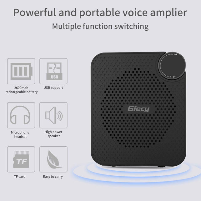 Portable Voice Amplifier with Wired Microphone Headset, Rechargeable PA System Speaker Personal Microphone, Speech Amplifier Power Amplifiers Loudspeaker for Teachers/Metting/Tour Guide