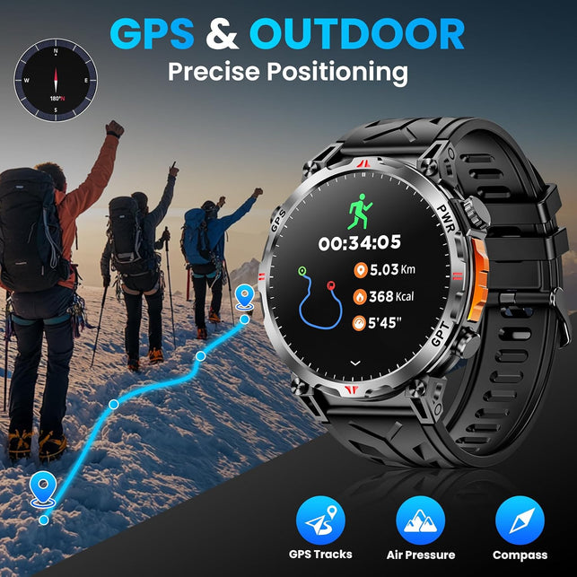 Military Smart Watch for Men Gps/Compass,Gpt,1.56"Amoled Screen,110+ Sports