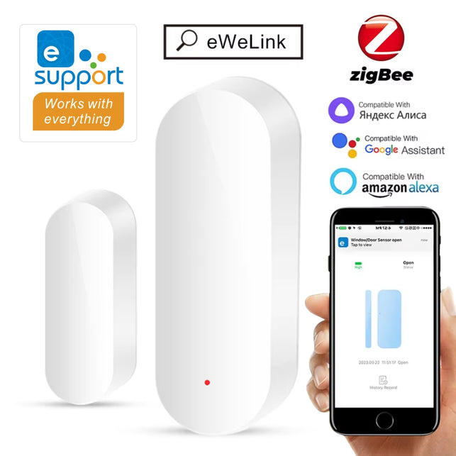 SZKOSTON Zigbee Door Window Sensor Ewelink APP Smart Home Security Protection Door Open Closed Detector for Alexa Google Yandex Alice