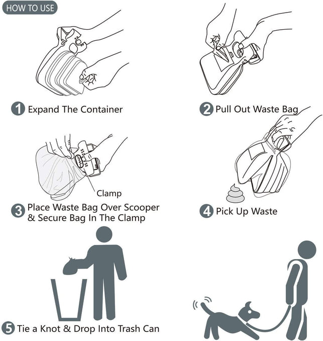 Jondarla Pooper Scooper, Portable and Handheld Size for Walking Large and Small Dogs outside Yard or Travel Outdoors, Pup Poop Scoop with Container and 30Pcs Pet Waste Bag Attachment