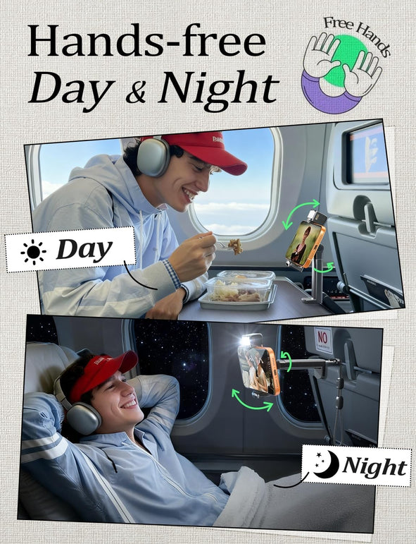 LISEN Airplane Travel Essentials Phone Holder Mount (LED) Cruise Ship Essentials 2026 Gadgets for Men Women Long Flight Travel Accessories Photographic Lighting Flash Tubes for Valentines Day Gifts