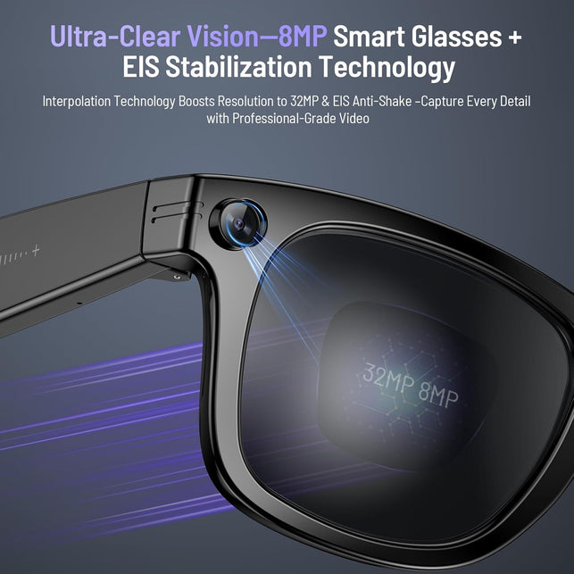4K AI Smart Glasses with Camera, Bluetooth Call & Photochromic | 8MP Video Recording Glasses & Audio, Real-Time Translation, Voice Control. IP67 Waterproof for Life Vlog Travel