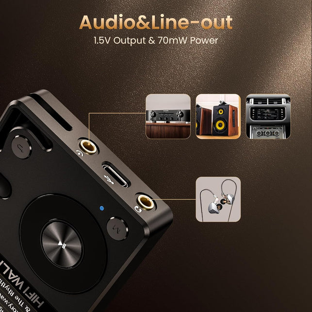 HIFI WALKER H2 Hifi MP3 Player with Bluetooth 5.2, Lossless DSD FLAC Player, Digital Audio Player Hi Res Portable Music DAP Player with 64GB Micro SD Card, Support up to 512GB