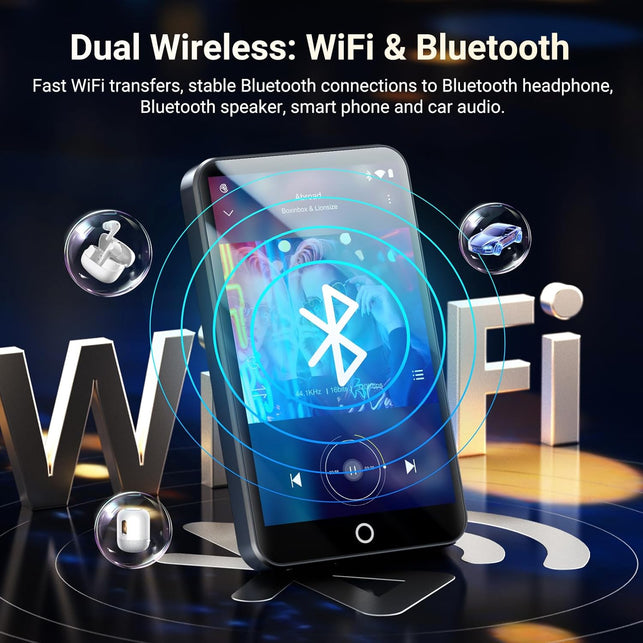 MECHEN Android 13 Bluetooth Wifi MP3 MP4 Player 4" Touch Screen Speaker