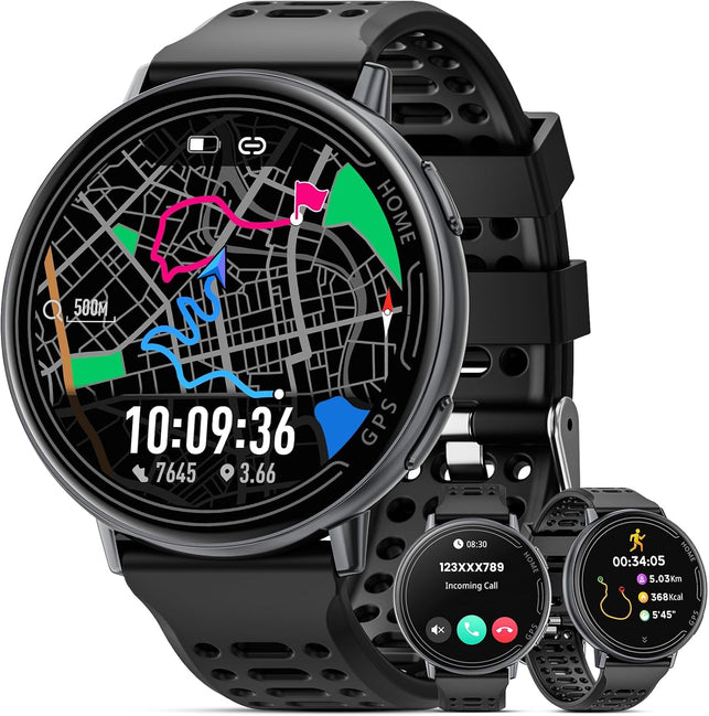 Smart Watch for Men Women Built in GPS,100+ Sports Modes Smartwatch with 1.39" HD Screen,Bluetooth Answer/Make Call,2026 New Smart Watch Health Fitness Tracker,Compatible with Android & Ios（Black）